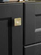 2 Pack Gold Cabinet Knobs Square Brushed Brass Drawer Pulls Bathroom Dresser Handles Hardware Zinc Alloy