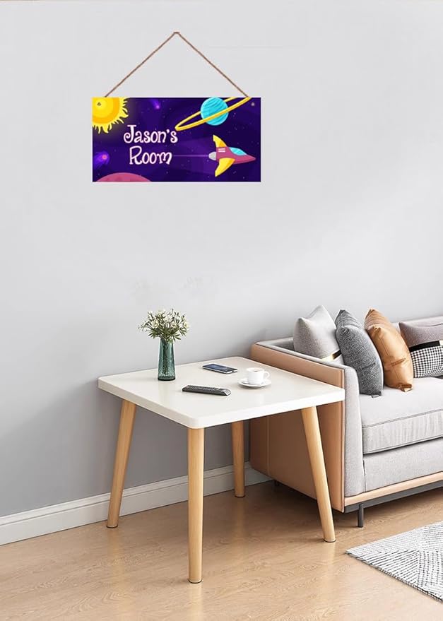 Personalized Fantasy Decor for Boys Room Outer Space Theme Room Decor for Nursery,Spacecraft Wall Art Decor for Kids Room Gilrs Bedroom Little Man Cave