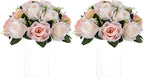 NUPTIO Flower Balls for Wedding Centrepieces - 2 Pcs 9.5in Diameter Artificial Flower Ball Arrangement Bouquet Peachy Pink & Creamy White Fake Rose Flowers Party Centerpieces for Weddings Tables
