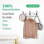 Wooden Coat Rack, Wall-Mounted Organizer for Closet, Entryway, Hallway, Foyer, Bedroom, Heavy Duty Double Hooks for Hanging Towels, Bags, Hats, Jackets, Key (WhiteBlack, 3 Hooks)