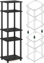 Furinno Just 3-Tier Turn-N-Tube End Table / Side Table / Night Stand / Bedside Table with Plastic Poles, 2-Pack, Americano/Black