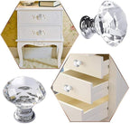 10 Pcs White Clear Crystal Glass Cabinet Knobs 30mm Diamond Shape Drawer Kitchen Cabinets Dresser Cupboard Wardrobe Pulls Handles