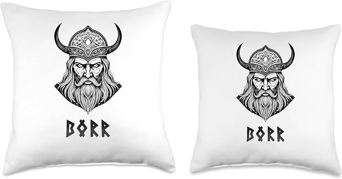 Nordic Vikings Legends Old Norse Mythology Gods Nordic Scandinavian Legends Old Norse Mythology Gods Borr Throw Pillow, 18x18, Multicolor
