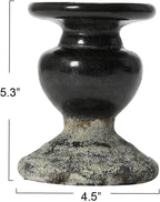 Creative Co-Op 2-Tone Sculptural Terracotta Pillar Candle Holder, Distressed Black