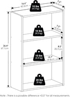 Furinno Basic Book Shelf, 3-Tier Bookshelf, Cube Storage Organizer Bookcase with Open Shelf, 7 x 17 x 26, for Living Room, Bedroom, Home Office, Amber Pine