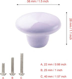 HUAMULAN 15PCS Glossy Ceramic Knobs Button Round Mushroom Cabinet Dresser Vintage Pulls Door Handles Cupboard Wardrobe Drawer, Dia. 1.5 inch 38mm, Light Purple