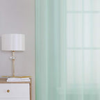 KEQIAOSUOCAI Aqua Sheer Curtain Panels 72 inches Long - Top Grade Grommet Solid Texture Soft Voile Window Drapes for Bedroom Living Room(38 Wide x 72-inch Length,2 Panels,Seafoam Green)