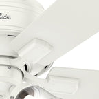 Hunter Fan Company 52152, 42 inch Crestfield Fresh White Low Profile Flush Mount Ceiling Fan with Lights LED and Pull Chain