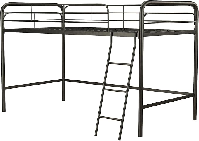DHP Junior Loft Bed, Space-Saving Metal Frame, Black Finish, Ideal for Younger Children