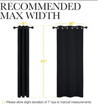 NICETOWN Pitch Black Solid Thermal Insulated Grommet Blackout Curtains/Drapes for Bedroom Window (2 Panels, 42 inches Wide by 63 inches Long, Black)