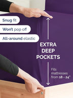 Extra Deep Full Sheet Set - 6 Piece Breathable and Cooling Sheets - Hotel Luxury Bed Sheets Set - Easy & Secure Fit - Soft, Wrinkle Free and Comfy Sheets Set - Purple Sheet Set with Extra Deep Pockets