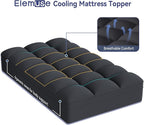 ELEMUSE Twin Black Mattress Topper for Back Pain, Extra Thick Mattress Pad Cover, Plush Soft Pillowtop with Elastic Deep Pocket, Overfilled Down Alternative Filling