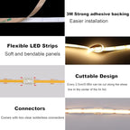 TOPAI 12V COB LED Strip Light 3000K Warm White Waterproof IP65 480LEDs/M Super Bright 4000Lm CRI>90 16.4ft/5M Dotless High Density Cuttable Flexible for Cabinet Home DIY Lighting Projects
