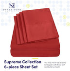 Full Size Bed Sheets - 6 Piece 1500 Supreme Collection Fine Brushed Microfiber Deep Pocket Full Sheet Set Bedding - 2 Extra Pillow Cases, Great Value, Full, Samba Red