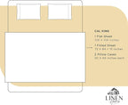 Linen Home 100% Cotton Percale Sheets California King Size, Ivory, Deep Pocket, 4 Pieces Set - 1 Flat, 1 Deep Pocket Fitted Sheet and 2 Pillowcases, Crisp Cool and Strong Bed Linen