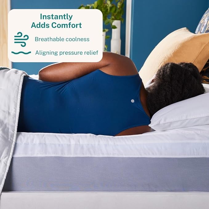 Sleep Innovations Dual Layer 4 Inch Memory Foam Mattress Topper, Queen Size, Medium Support, 2 Inch Cooling Gel Memory Foam Plus 2 Inch Pillow Top Cover