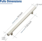 JOY DECOR 30 Pack 7-1/2 Inch Brushed Nickel Square Cabinet Handles Stainless Steel Cabinet Hardware Pulls for Kitchen and Drawers with 10 Inch Overall Length
