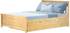 Max & Lily Full Bed, Wood Bed Frame with Headboard For Kids with Trundle, Slatted, Natural