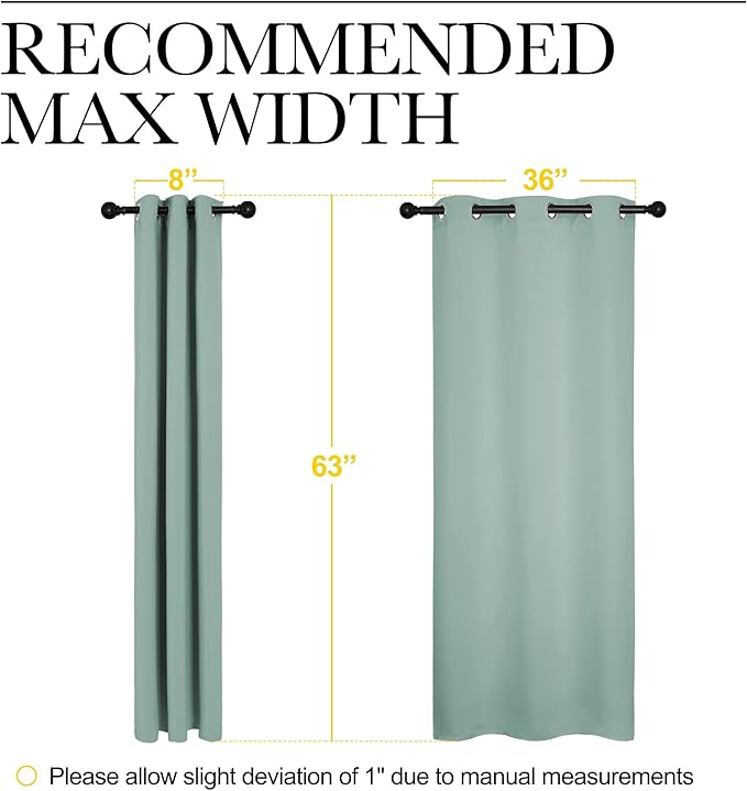 NICETOWN Small Window Curtains for Bedroom, Seafoam Green Window Treatment Thermal Insulated Solid Grommet Room Darkening Drapes for Kitchen Home Office (Set of 2, W42'' by L63'' Each Panel)