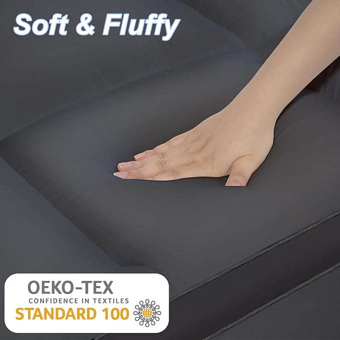 KAYFIA King Mattress Topper, Extra Thick Mattress Pad Cover for Deep Sleep,3D+7D Snow Down Alternative Fill Overfilled Plush Pillow Top Mattress with 8-23 Inch Deep Pocket-Grey