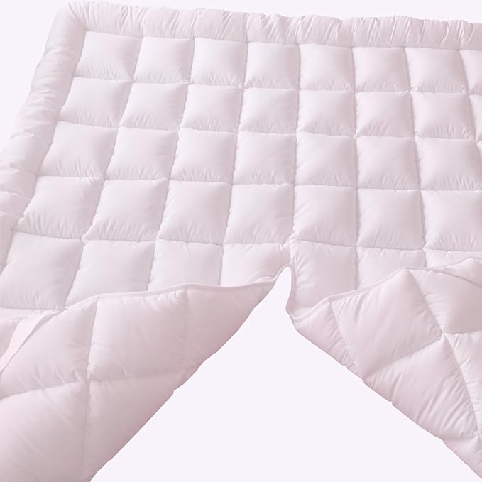 Royal Hotel Bedding Mattress Topper, Top-Split-King, 2 Inches Hypoallergenic Overfilled Down Alternative Anchor Bands Mattress Topper