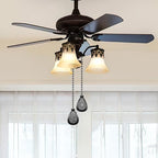 Black Ceiling Fan Pull Chain, 4Pcs 12 Inches Decorative Fan Pull Chain Ornaments Extension, 3mm Diameter Beaded Ball Fan Pull Chain Extender with Connector (4 Pack)