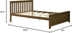 Max & Lily Queen Bed Frame with Slatted Headboard, Solid Wood Platform Bed for Kids, No Box Spring Needed, Easy Assembly, Walnut