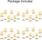 Pillar Candle Holders Candle Plates - Set of 24 Candelabra Candle Stand Iron Plate Minimalism Modern Home Mantel Dinning Table Christmas Decorations Centerpiece for Wedding, Party, Events, Gold