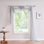 Warm Home Designs 24 Feet Long Grey Silver Sheer Window Scarf. These XXL Length Valance Scarves 54 X 288 Inches in Size. Great as Bed Canopy or Wedding Arch Draping Fabric. AM Silver 288"