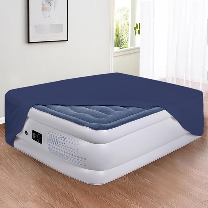 Bedecor Air Bed Sheets for Mattress Cover Removable Bed and Elastic Band Super Soft and Breathable & Deep up to 21" Blue Queen