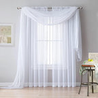RYB HOME White Sheer Curtains for Canopy Bed, 2 Panels Wedding Arch Draping Fabric Window Scarf Table Runner Indoor Outdoor Curtains for Backdrop Events Decor, Wide 60 in x Long 216 in per Panel