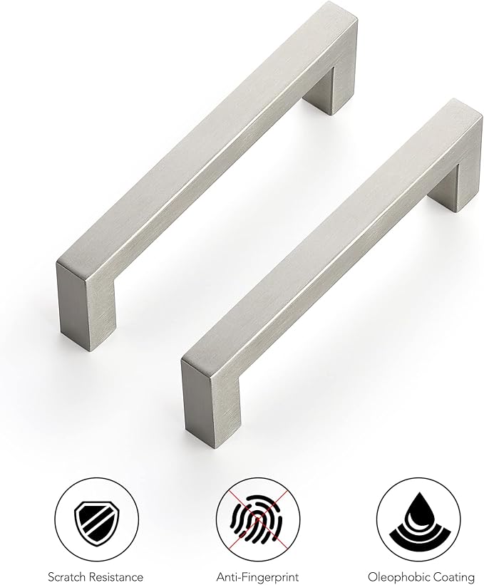 Ravinte 10 Pack 4-1/2 Inch Square Cabinet Handles - Satin Nickel and Brushed Nickel Drawer Pulls - Kitchen Cabinet Hardware