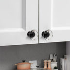 Ravinte 3 Pack Crystal Drawer Knobs - Glass Cabinet Knobs, Diamond Shaped, 30 mm with Black Base