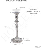 Hosley's 8" High Silver Finish Taper Candle Holder. Ideal Gift and Use for Weddings, Party, Spa or Aromatherapy