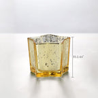 Letine 8pcs Gold Star Candle Holders Set - Elegant Tea Light & Votive Holders for Diwali, Weddings, Fall Decor - Mercury Glass Star Jars with Celestial Glow(2.44" Height)