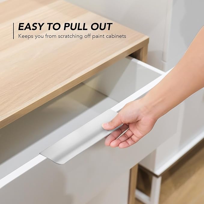 Ravinte Hardware 20 Pack Silver Cabinet Handles, 5 Inch (128mm) Finger Edge Pulls, 4 Inch Hole Center, Finger Pulls for Cabinets