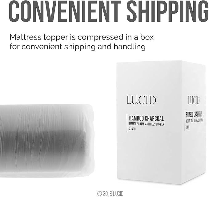 LUCID 2 Inch Bamboo Infused Memory Foam Mattress Topper - California King Size – Cooling Ventilation – Pressure Relieving Bed Topper - Mattress Pad – CertiPur Certified