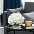 Silk Hydrangea Artificial Flowers in Vase with Faux Water, Silk Flower Arrangements in Vase for Wedding, Dining Table, Living Room (Cream White)