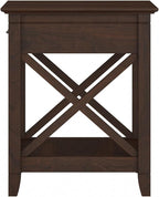 Bush Furniture Key West Small End Table with Storage | Modern Farmhouse Accent Shelf for Living Room in Bing Cherry