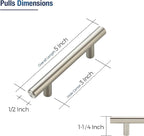 JOY DECOR 60 Pack Cabinet Handles, Brushed Nickel Cabinet Pulls, 3 in Hole Center Kitchen Cabinet Handles, Stainless Steel T Bar Handles for Dresser Drawers