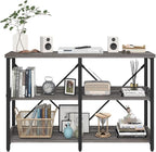 BON AUGURE Entry Table, 47 Inch Console Tables for Entryway, Narrow Couch Table Behind Sofa for Living Room, Wood 3 Tier Shelves Organization Tables for Foyer, Hallway (Dark Grey Oak)