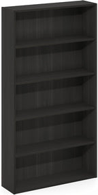 Furinno Basic Book Shelf, 5-Tier Bookshelf, Cube Storage Organizer Bookcase with Open Shelf, 7 x 24 x 44, for Living Room, Bedroom, Home Office, Espresso