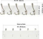 SKOLOO Creations White Solid Wood Wall Mounted Coat Rack, 5 Hooks, 17" Long - Kitchen, Mudroom, Entryway, Bathroom - Includes Mounting Hardware, Wall Coat Hanger, Towel Rack