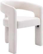 Modern Barrel Dining Chairs Set of 6, Linen Upholstered Accent Chairs with Arms Comfy Makeup Vanity Chairs, Dining Living Room Kitchen Chairs, Beige