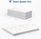 Inofia 6 Inch Folding Mattress, Trifold Memory Foam RV Mattress with Ultra Soft Removable Cover, Foldable & Portable for Camper/Truck/Trailer/Guest Bed, Short Queen Size (74" x 60" x 6")