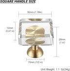 24-Pack 1-1/4-Inch White Cabinet Glass Crystal knobs Brass Drawer Round Knobs Dresser Pulls, Gold Hardware Kitchen Closet knobs for Bifold Doors