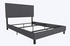 DHP Janford Upholstered Bed, Chic Grey Linen Platform Queen Bed with Modern Headboard, Sturdy Wood and Metal Frame