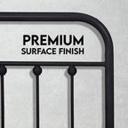 Golden Gate Beds Victorian Vintage Style King Size Metal Bed Frame with Wrought Iron Headboard and Footboard – Classic Platform Bed with 11" Storage Space, No Box Spring Required, Black Finish
