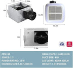 Tech Drive Very-Quiet 80 CFM, 1.5 Sone No Attic access Needed Installation Bathroom Ventilation and Exhaust Fan With LED light 4000K 800LM (80CFM),Ceiling Mounted Fan,Easy to Install