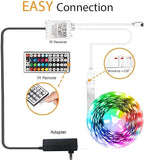 phopollo LED Strip Lights 32.8ft, Color Changing LED Lights for Bedroom, Kitchen, Cabinet Decoration, with 12V Power Supply and 44-Key Remote